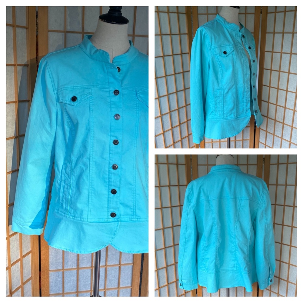 Nina Leonard Turquoise Stretch Jacket SZ XL
